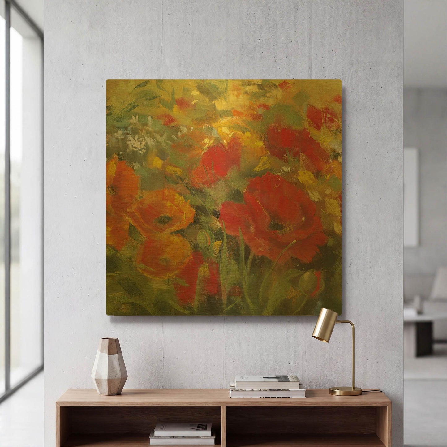 'Oriental Poppy Field I' By Carol Rowan Gold Metal Wall Art