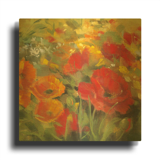 'Oriental Poppy Field I' By Carol Rowan Gold Metal Wall Art