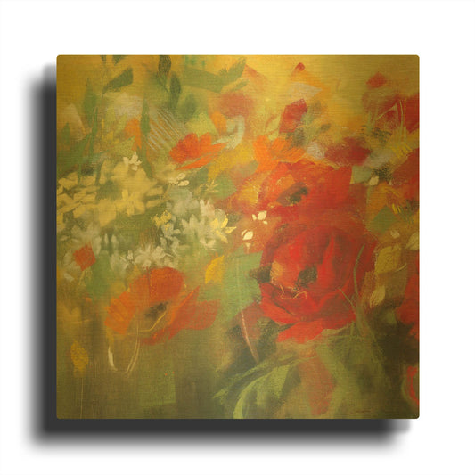 'Oriental Poppy Field II' By Carol Rowan Gold Metal Wall Art