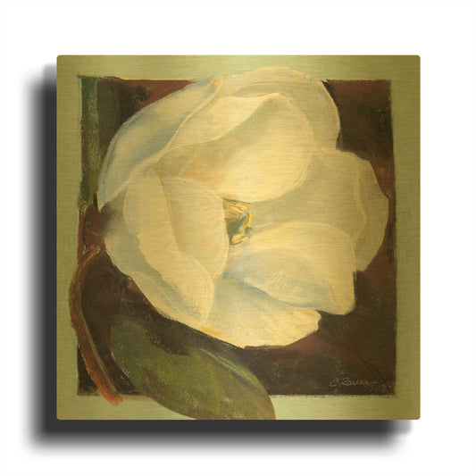 'Magnolia I' By Carol Rowan Gold Metal Wall Art