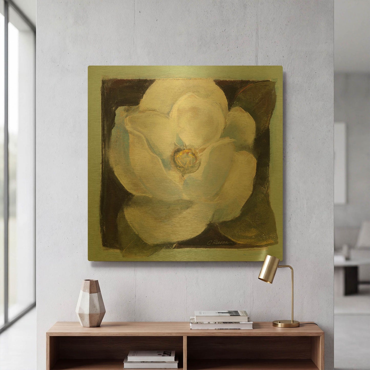 'Magnolia II' By Carol Rowan Gold Metal Wall Art