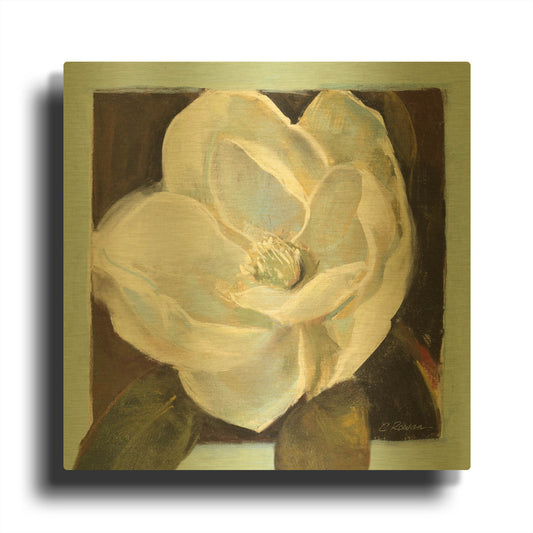 'Magnolia III' By Carol Rowan Gold Metal Wall Art