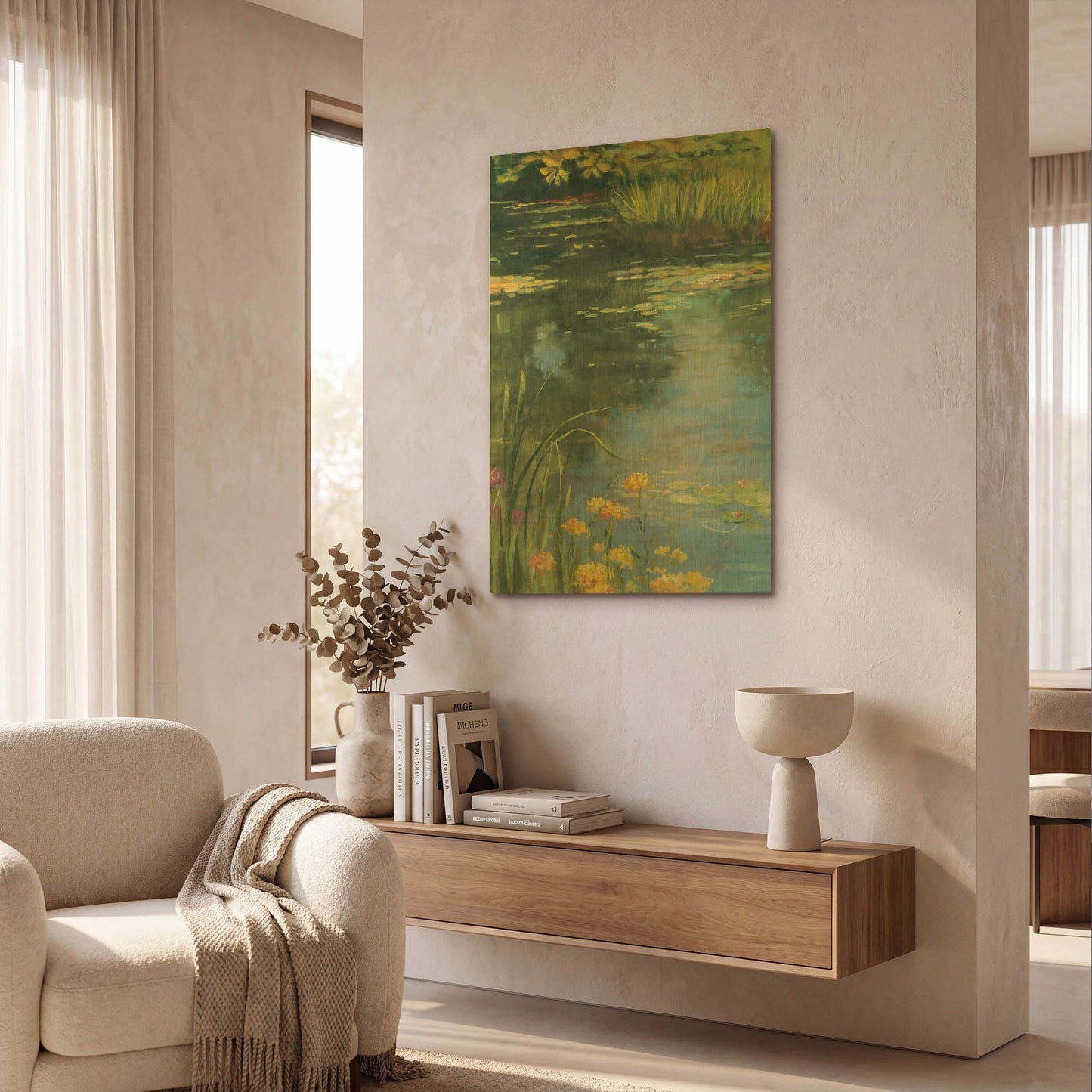 'Garden Pond II' By Carol Rowan Gold Metal Wall Art