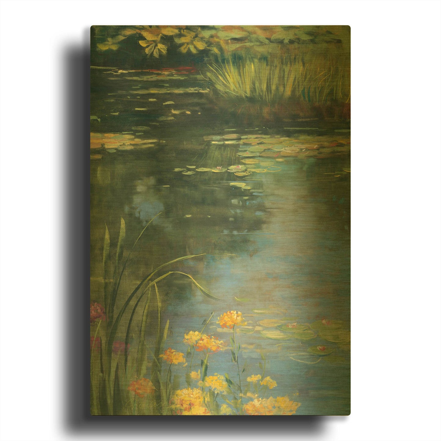 'Garden Pond II' By Carol Rowan Gold Metal Wall Art