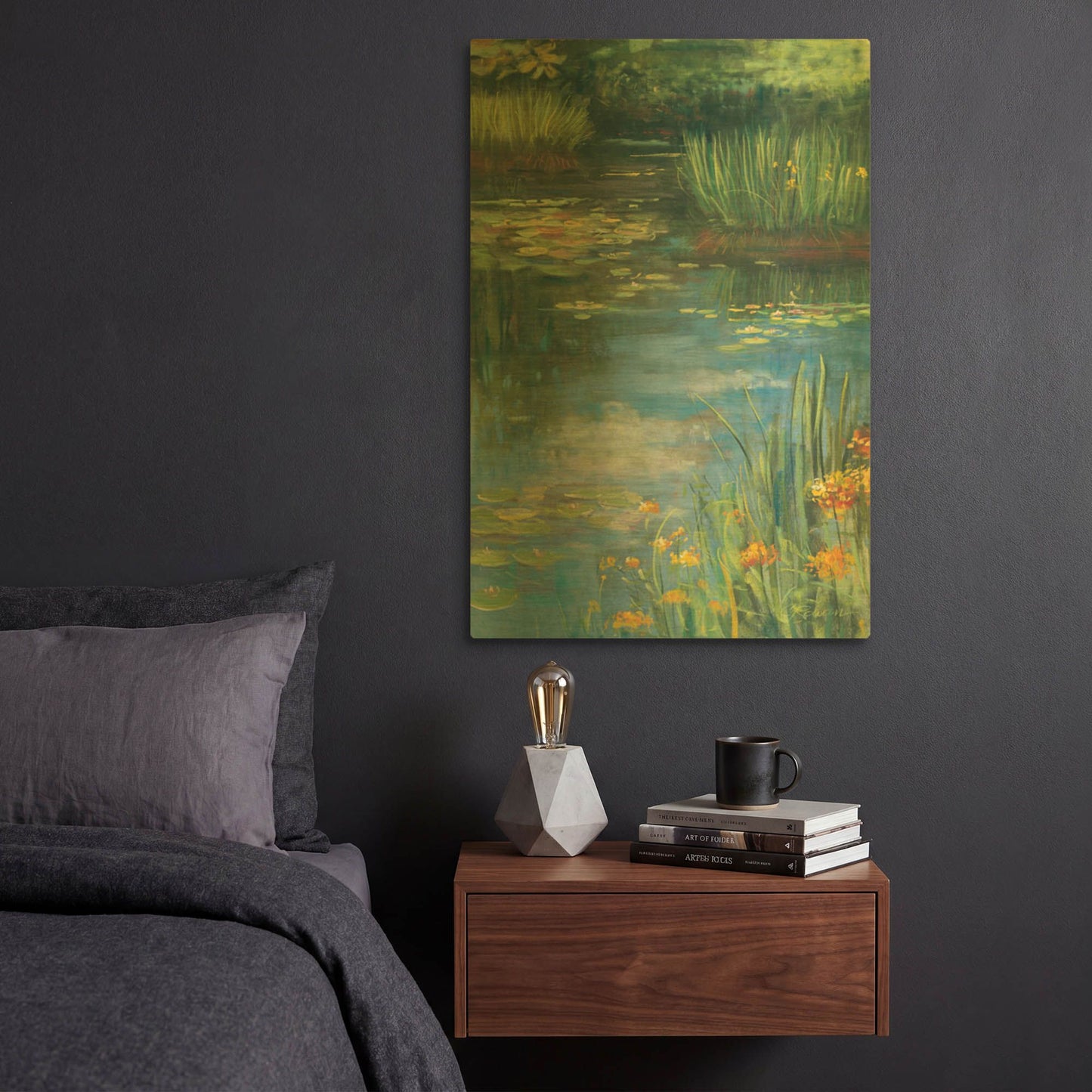 'Garden Pond III' By Carol Rowan Gold Metal Wall Art