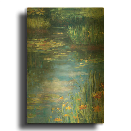 'Garden Pond III' By Carol Rowan Gold Metal Wall Art