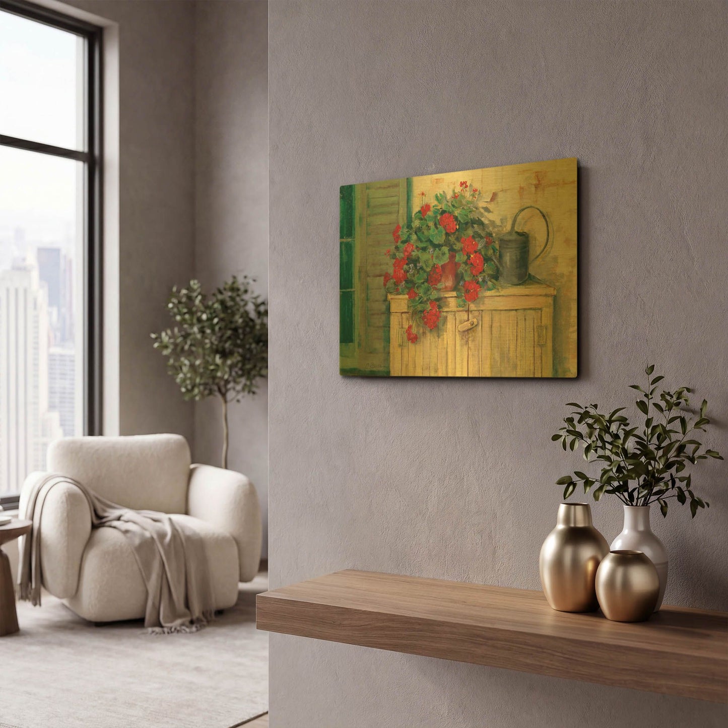 'Gardeners Still Life' By Carol Rowan Gold Metal Wall Art