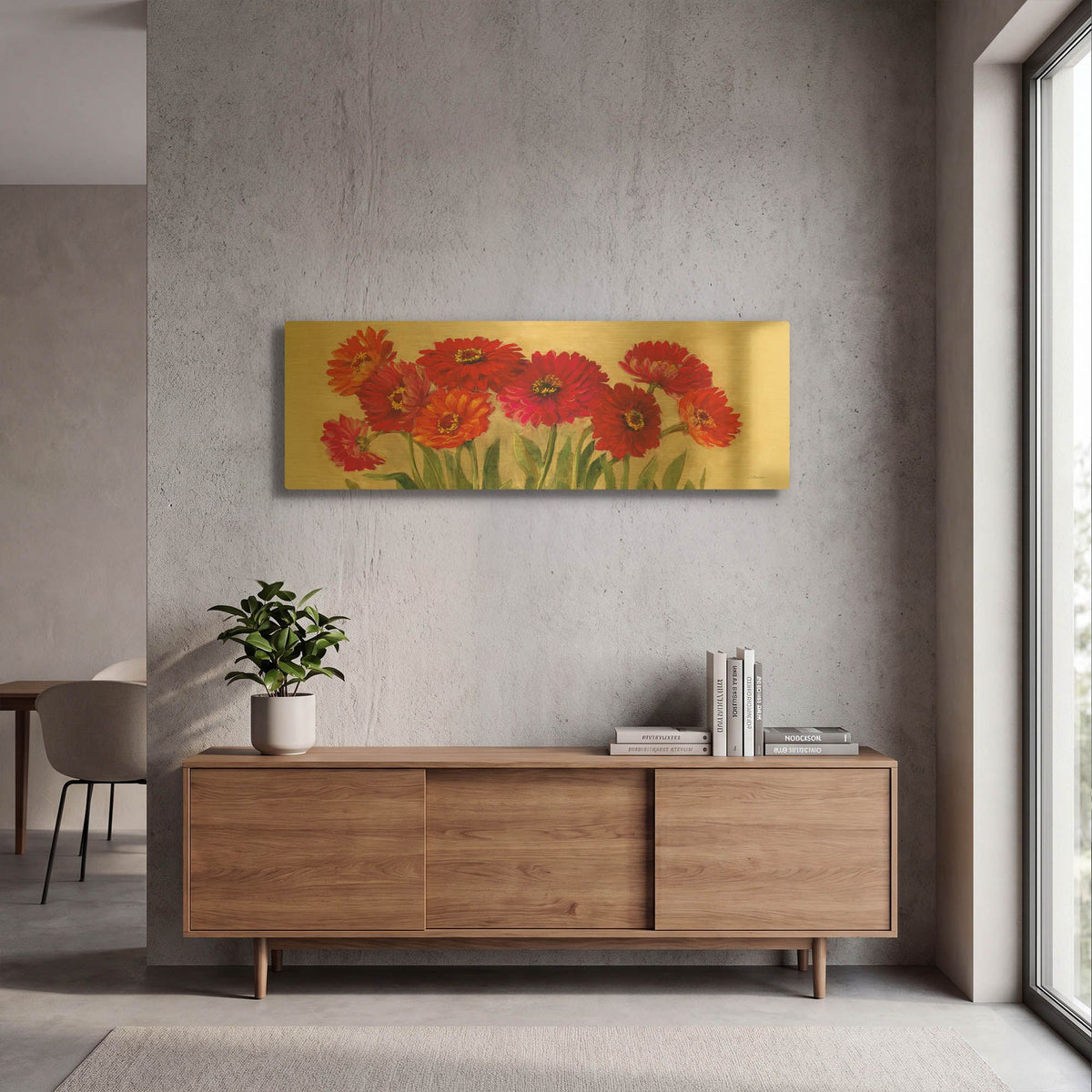 'Tickled Pink' By Carol Rowan Gold Metal Wall Art