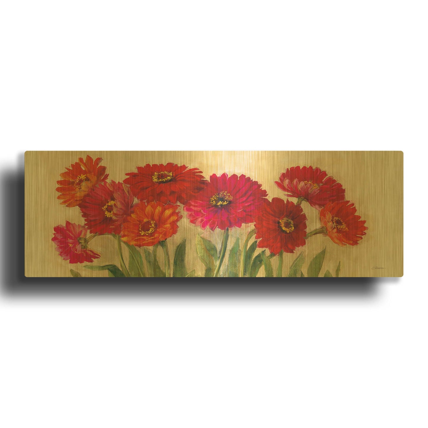 'Tickled Pink' By Carol Rowan Gold Metal Wall Art