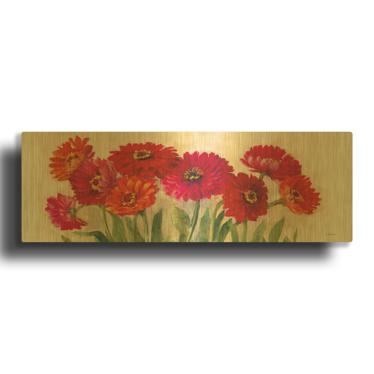 'Tickled Pink' By Carol Rowan Gold Metal Wall Art