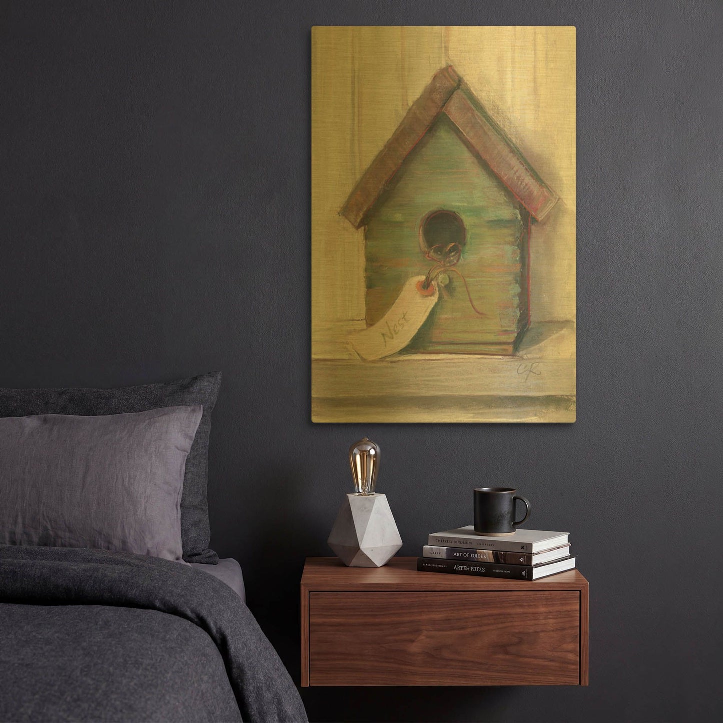 'Birdhouse' By Carol Rowan Gold Metal Wall Art