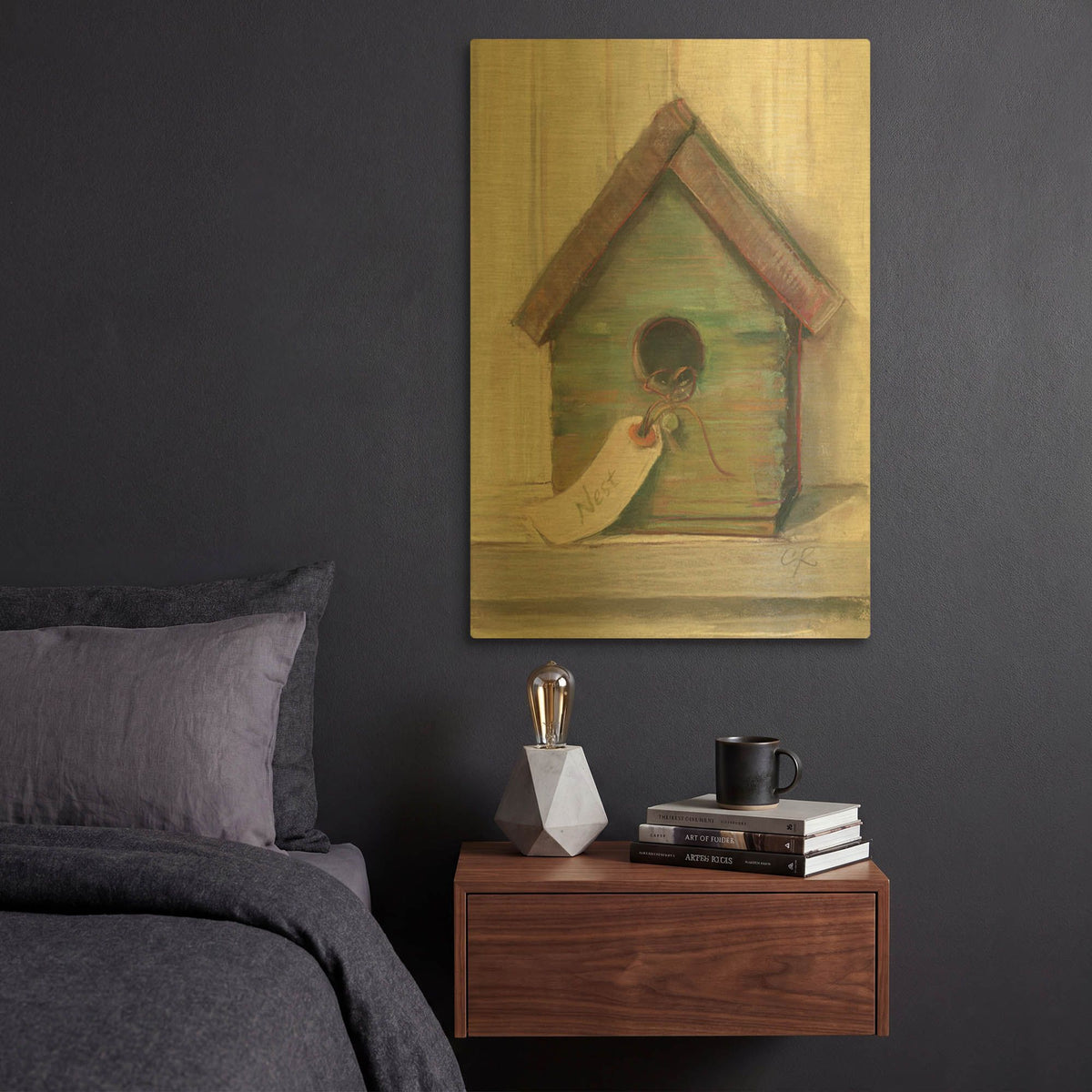 'Birdhouse' By Carol Rowan Gold Metal Wall Art