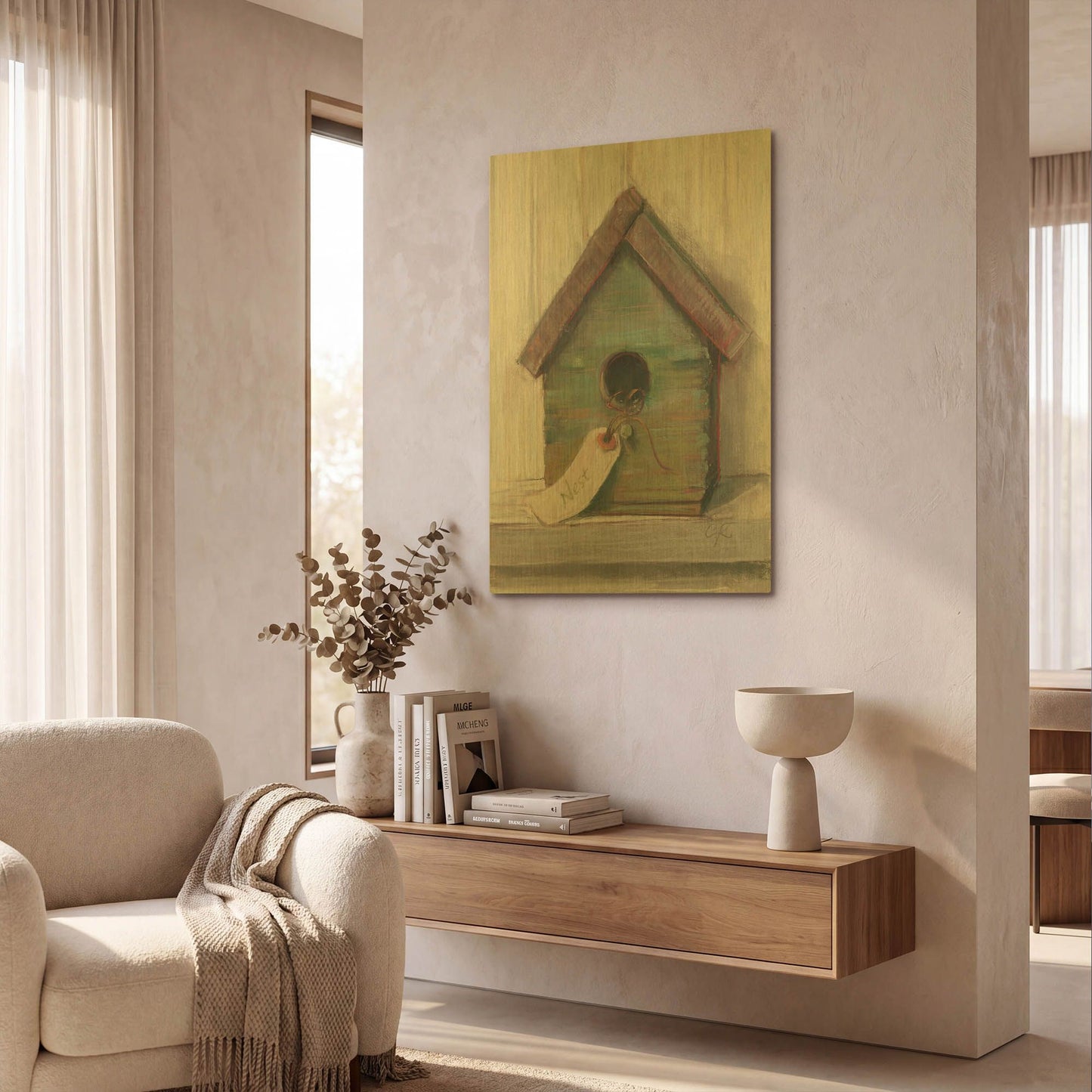 'Birdhouse' By Carol Rowan Gold Metal Wall Art