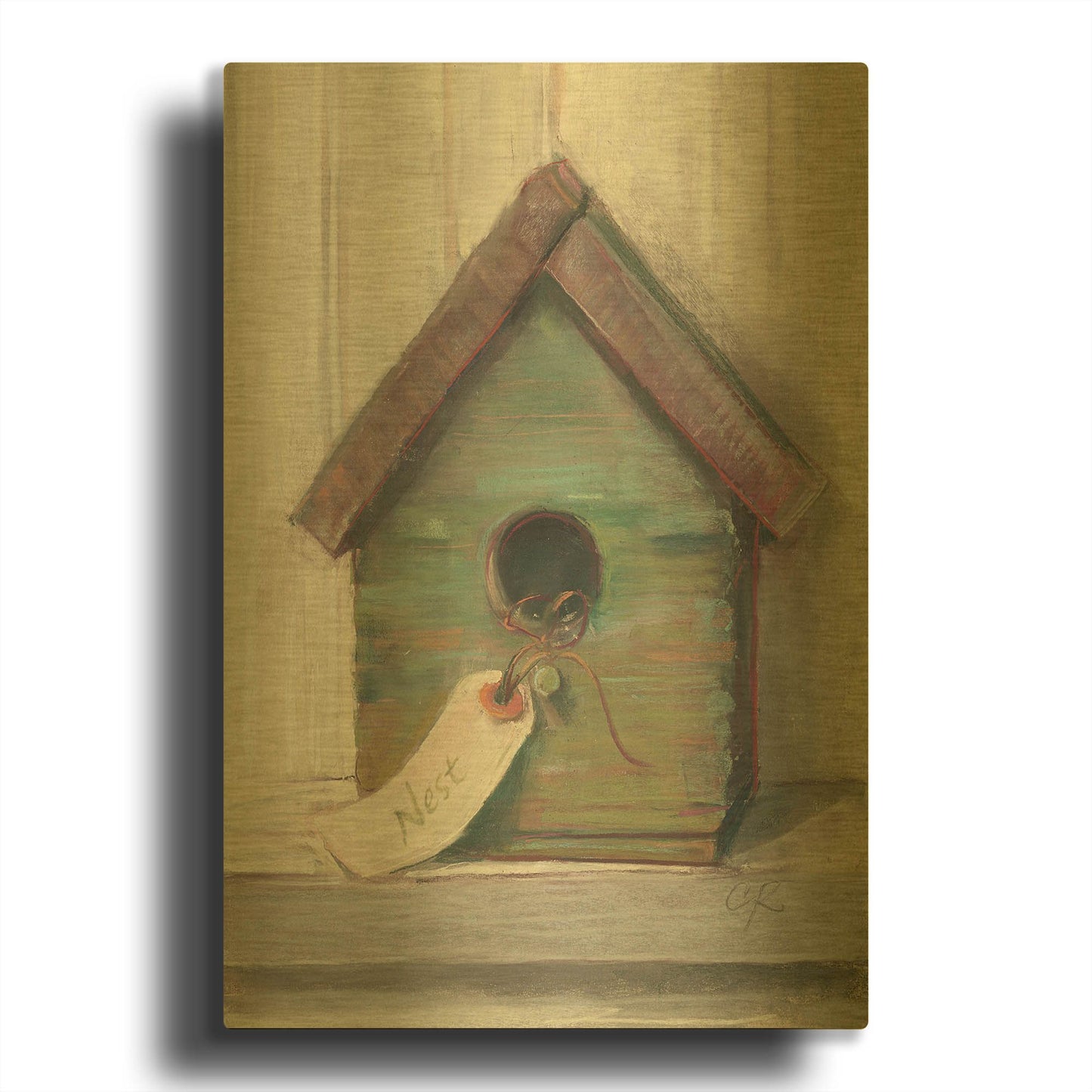 'Birdhouse' By Carol Rowan Gold Metal Wall Art