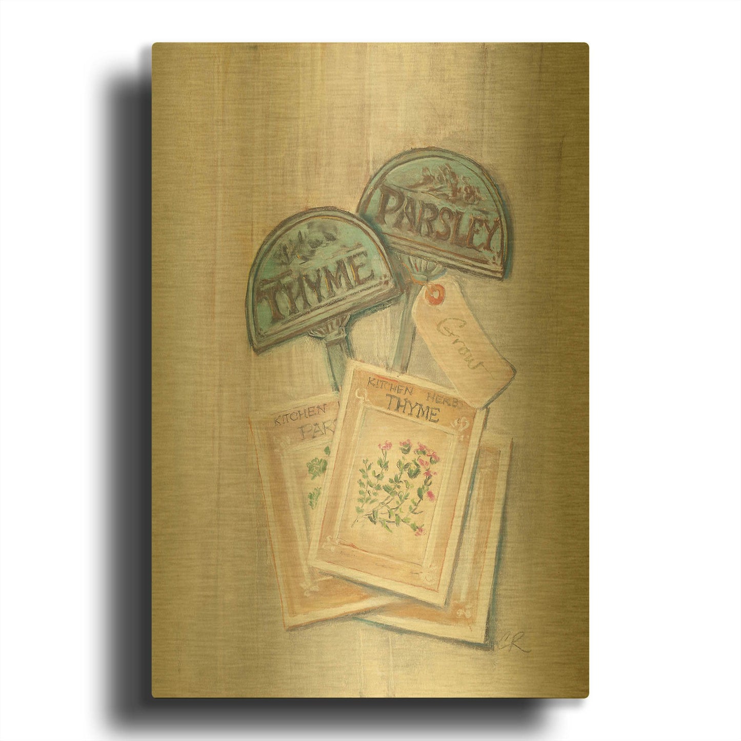 'Seed Packs' By Carol Rowan Gold Metal Wall Art