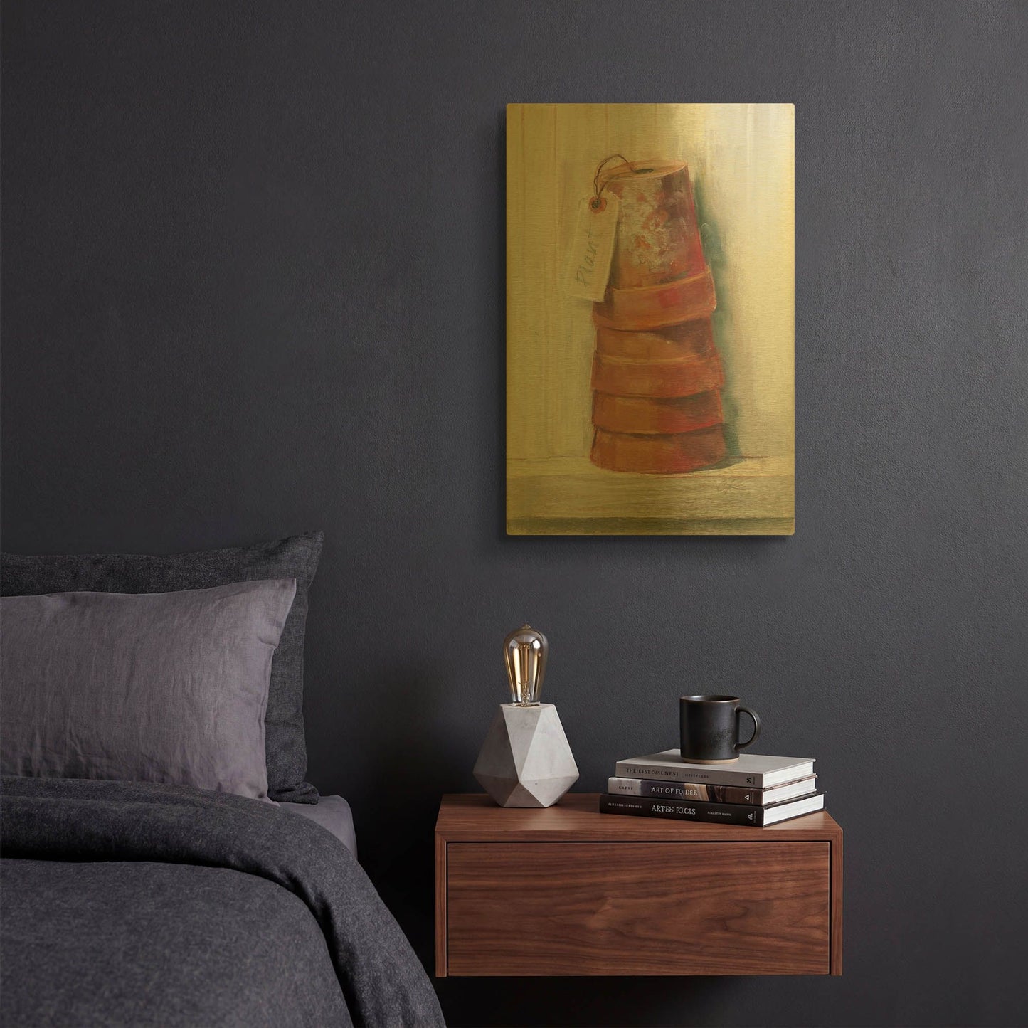 'Terracotta Pots' By Carol Rowan Gold Metal Wall Art