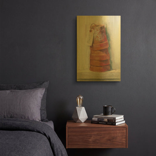 'Terracotta Pots' By Carol Rowan Gold Metal Wall Art