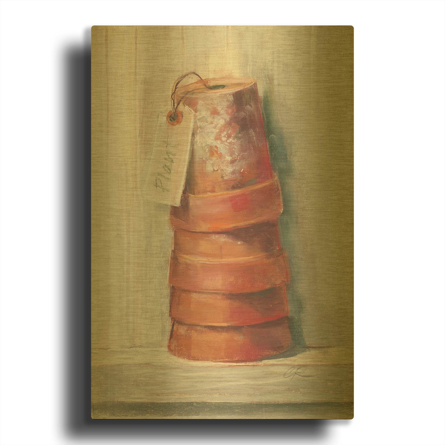 'Terracotta Pots' By Carol Rowan Gold Metal Wall Art