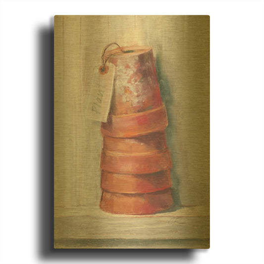 'Terracotta Pots' By Carol Rowan Gold Metal Wall Art