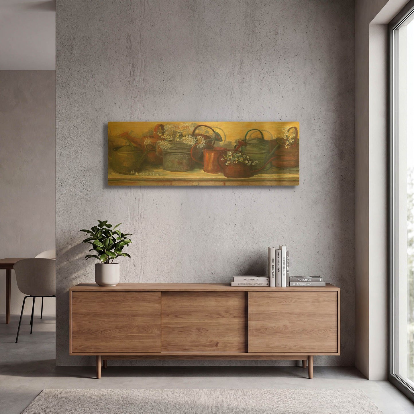 'Watering Cans' By Carol Rowan Gold Metal Wall Art