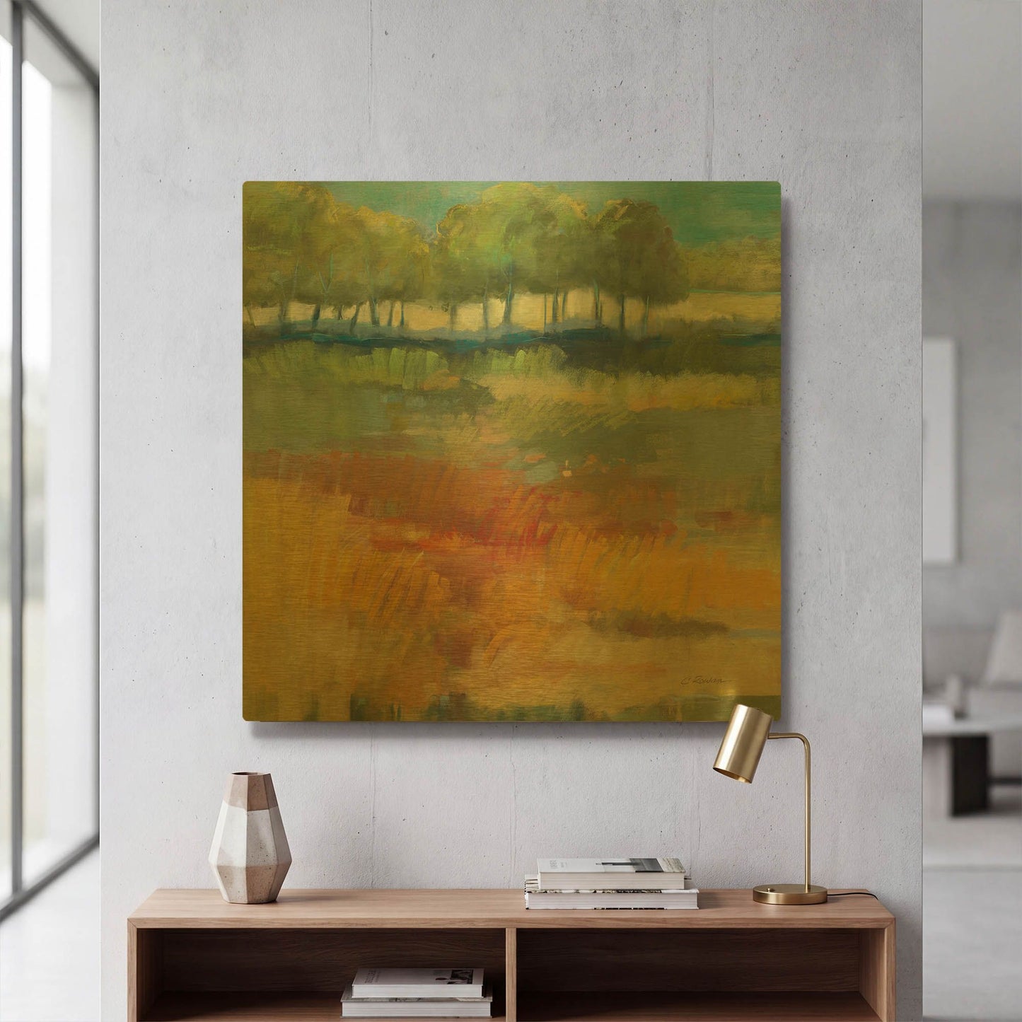 'Late Summer Landscape I' By Carol Rowan Gold Metal Wall Art