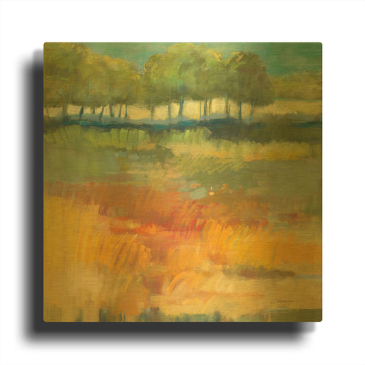 'Late Summer Landscape I' By Carol Rowan Gold Metal Wall Art