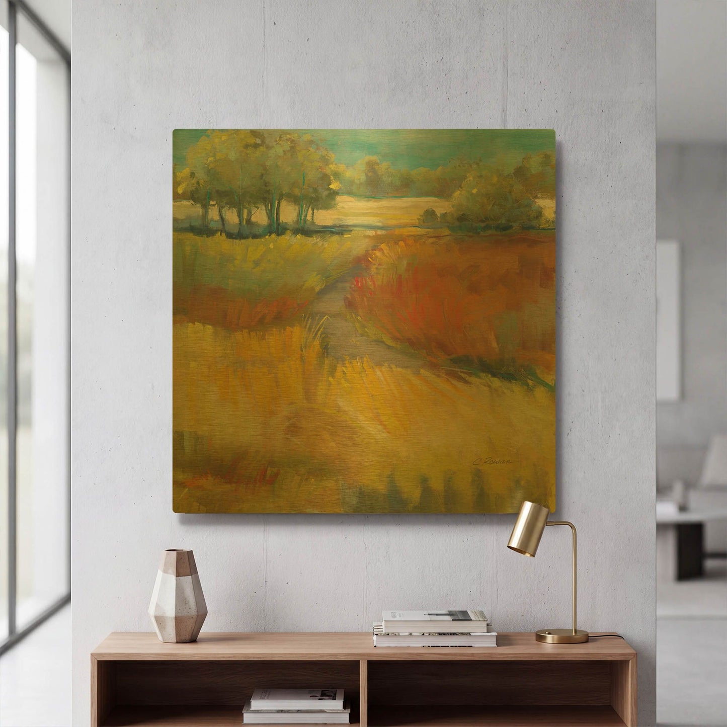 'Late Summer Landscape II' By Carol Rowan Gold Metal Wall Art