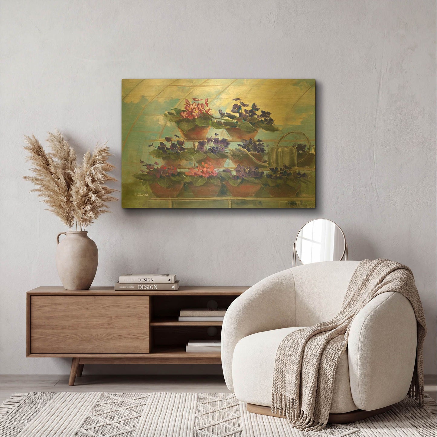 'Violets' By Carol Rowan Gold Metal Wall Art