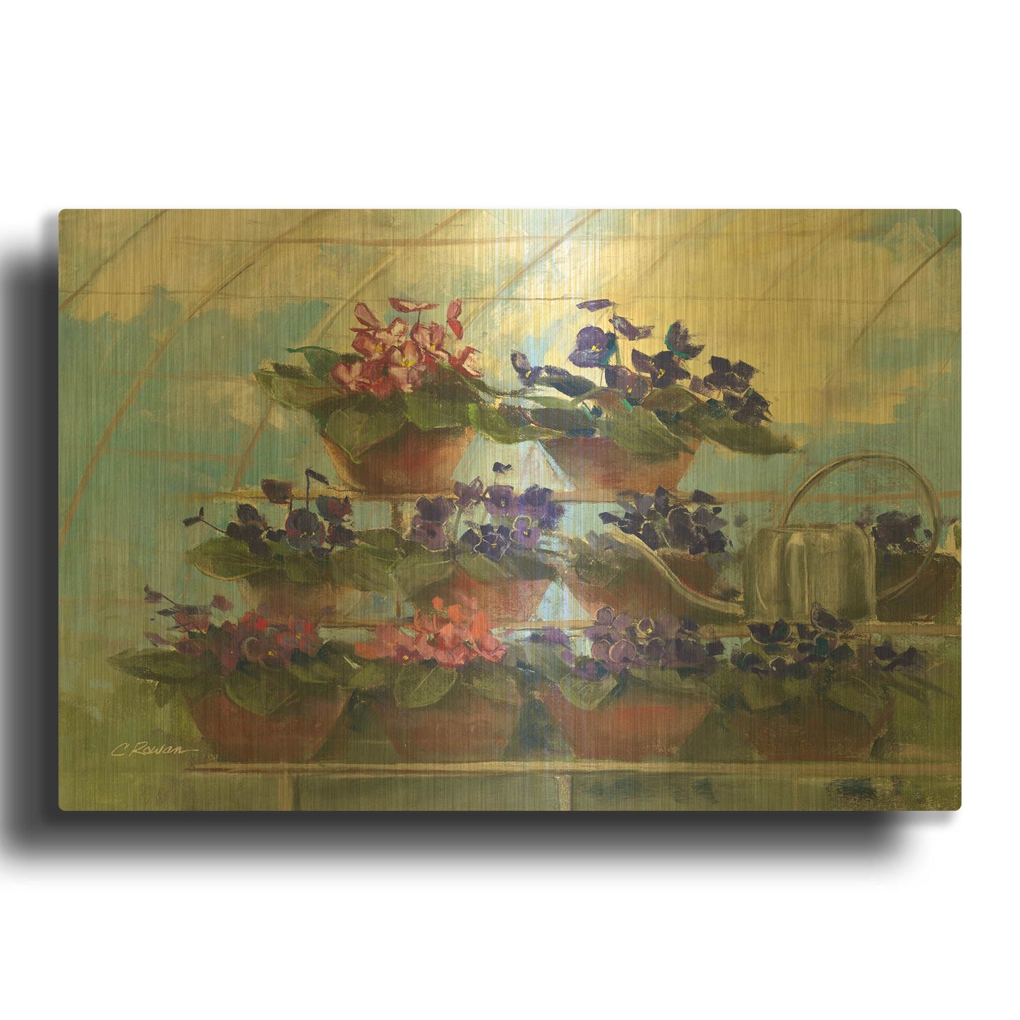 'Violets' By Carol Rowan Gold Metal Wall Art