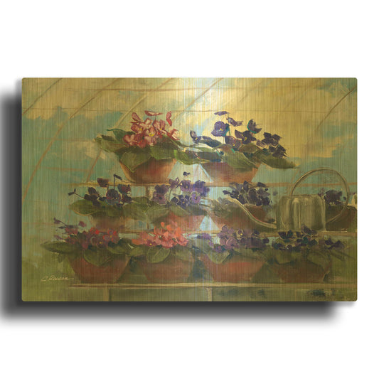 'Violets' By Carol Rowan Gold Metal Wall Art