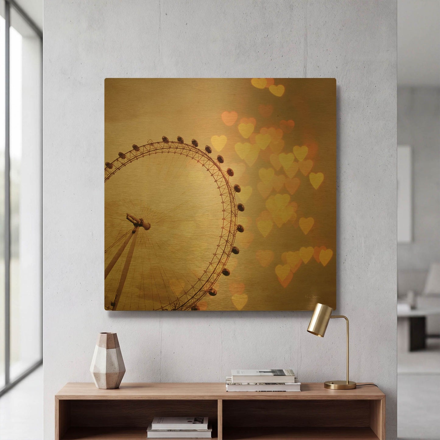 'In Love With London' By Keri Bevan Gold Metal Wall Art