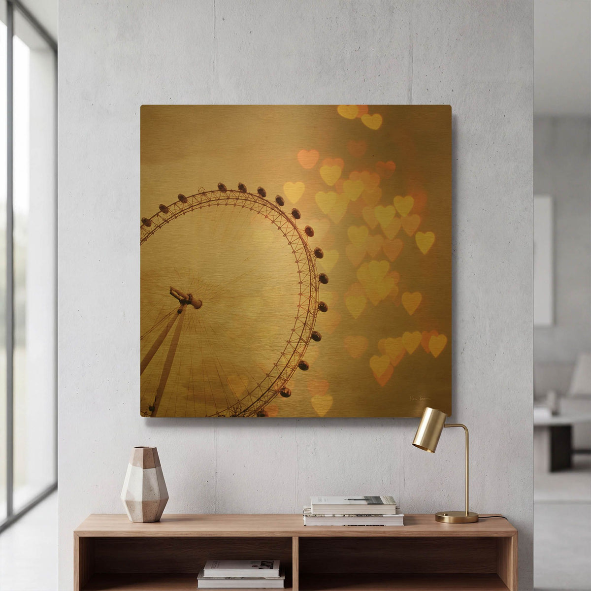 'In Love With London' By Keri Bevan Gold Metal Wall Art