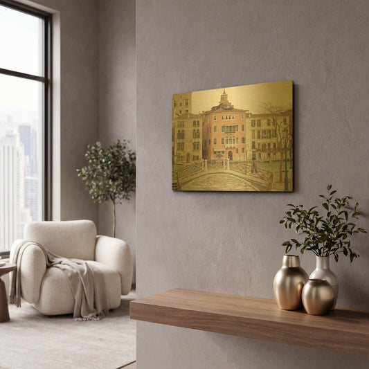 'Sunday Morning In Venice' By Keri Bevan Gold Metal Wall Art