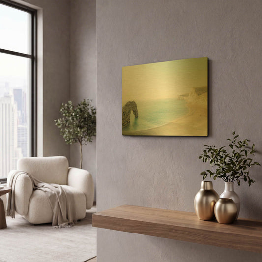 'The Jurassic Coast' By Keri Bevan Gold Metal Wall Art