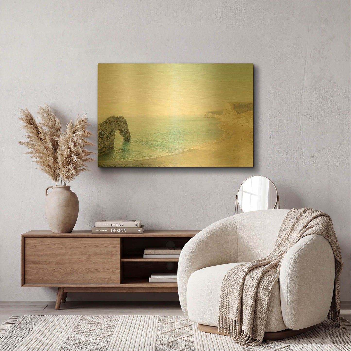 'The Jurassic Coast' By Keri Bevan Gold Metal Wall Art