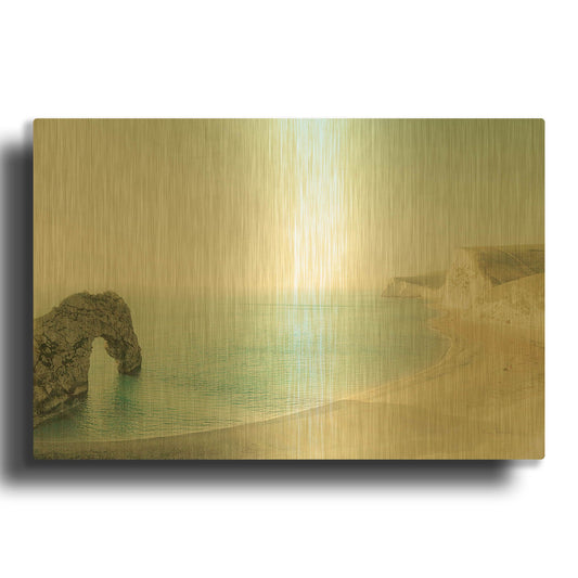 'The Jurassic Coast' By Keri Bevan Gold Metal Wall Art