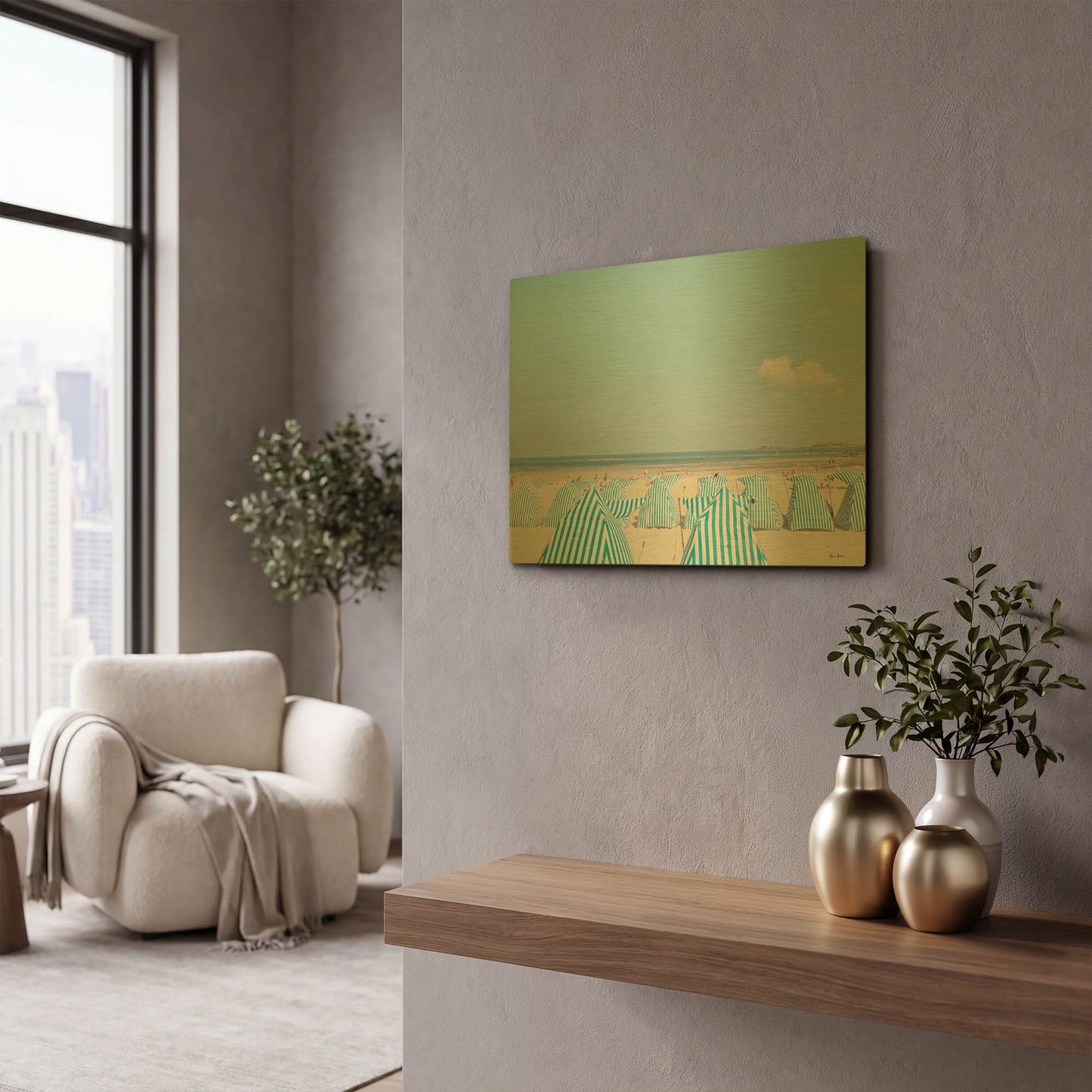 'French Holidays' By Keri Bevan Gold Metal Wall Art