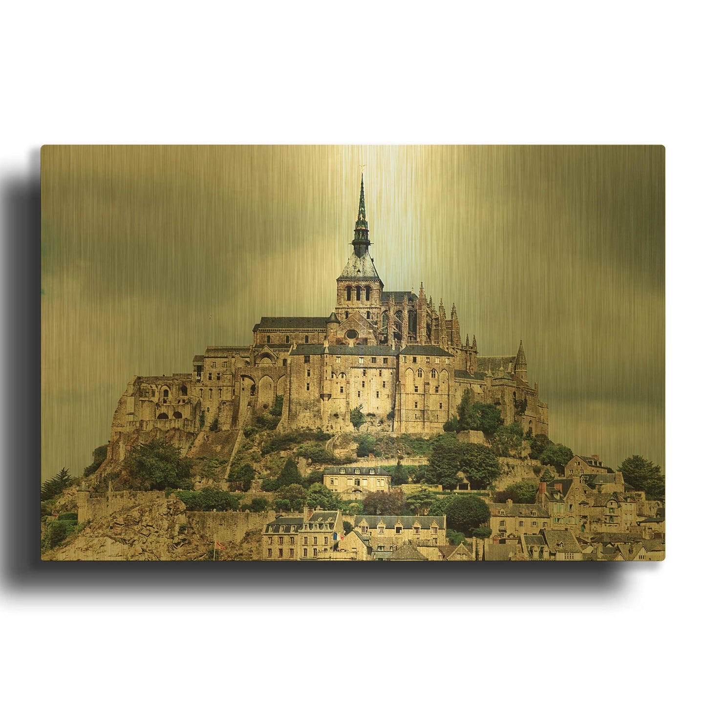 'Mont St. Michel' By Keri Bevan Gold Metal Wall Art