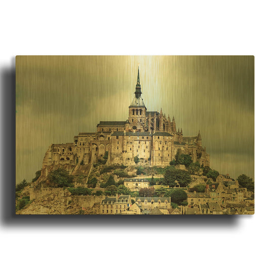 'Mont St. Michel' By Keri Bevan Gold Metal Wall Art