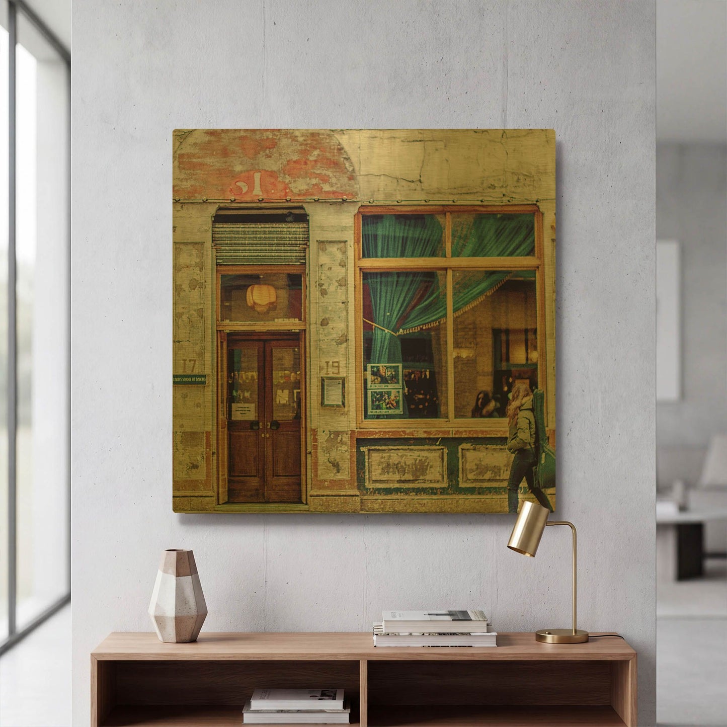 'Dalston Pub' By Keri Bevan Gold Metal Wall Art