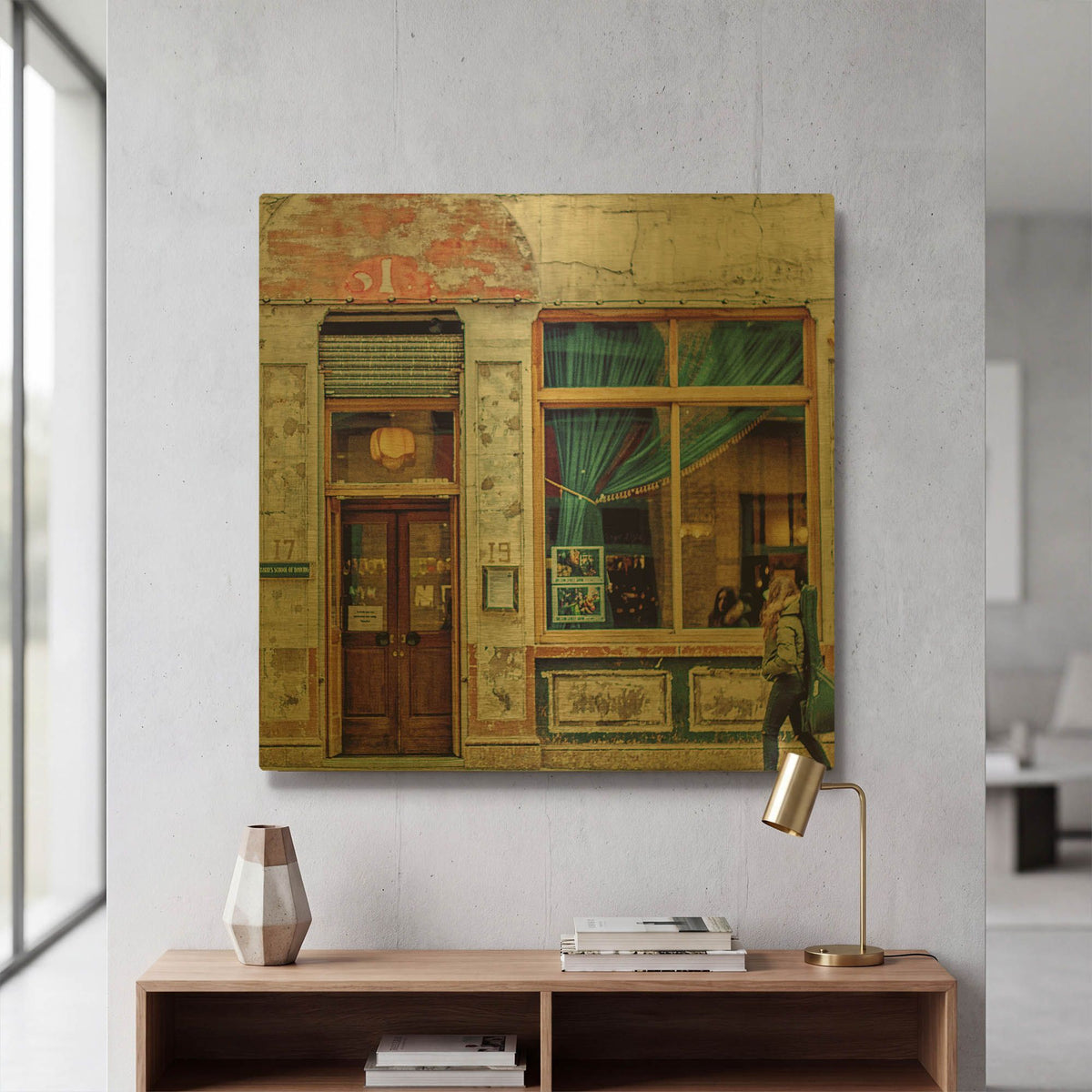 'Dalston Pub' By Keri Bevan Gold Metal Wall Art