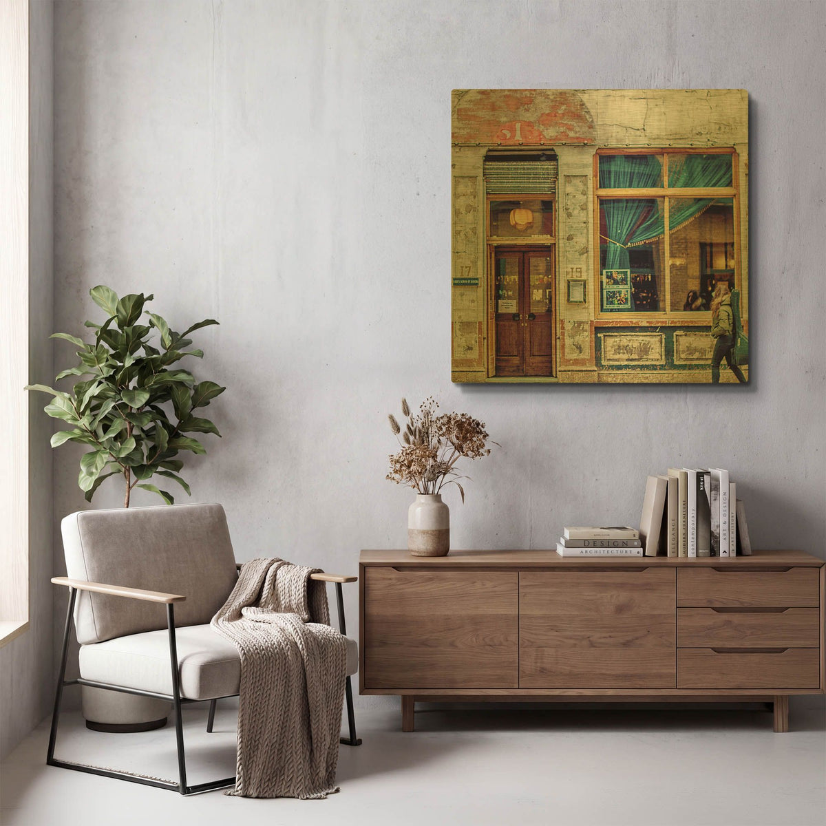'Dalston Pub' By Keri Bevan Gold Metal Wall Art