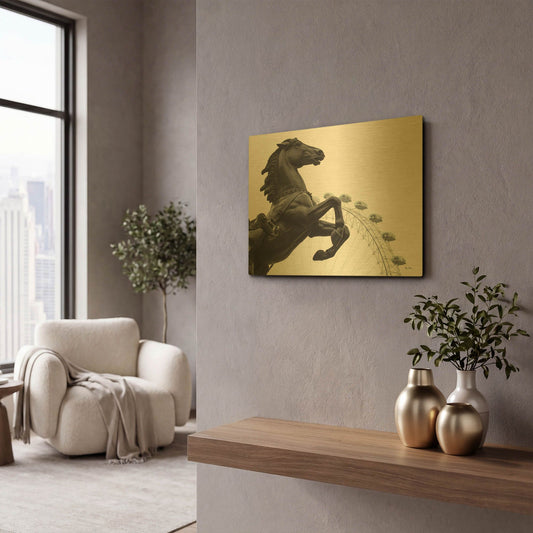 'London Eye I' By Keri Bevan Gold Metal Wall Art