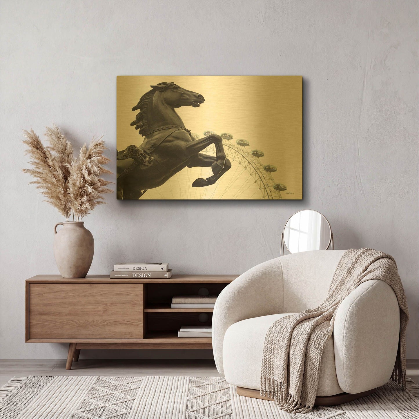 'London Eye I' By Keri Bevan Gold Metal Wall Art