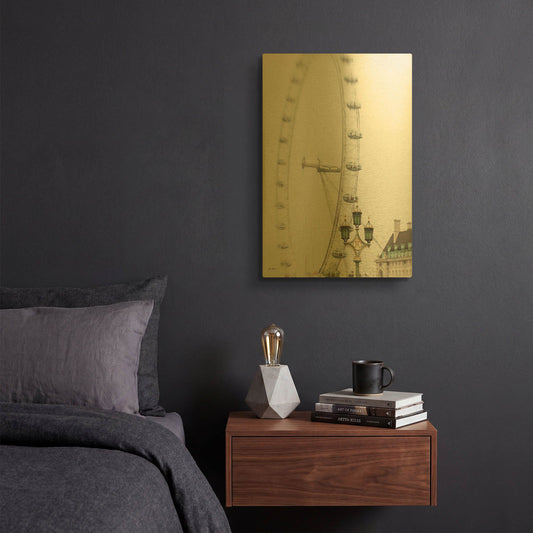 'London Eye II' By Keri Bevan Gold Metal Wall Art