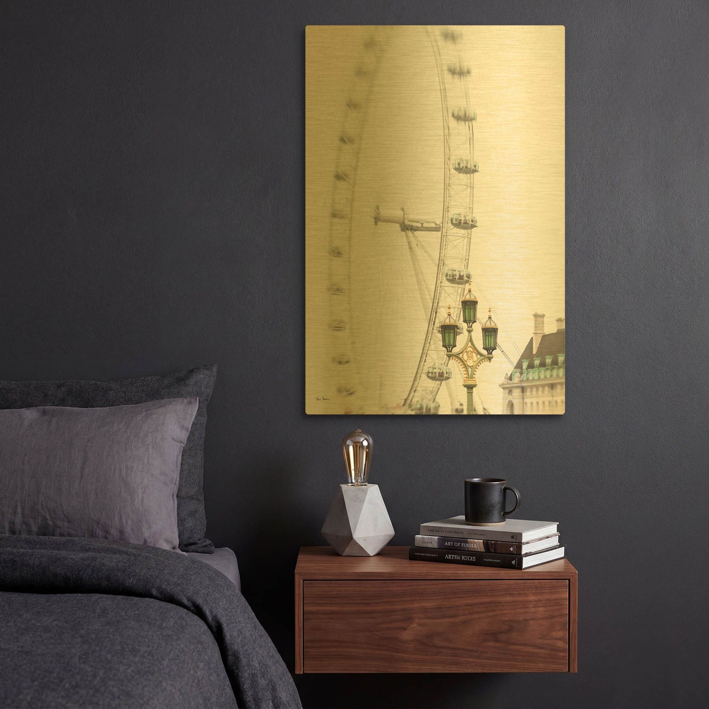 'London Eye II' By Keri Bevan Gold Metal Wall Art