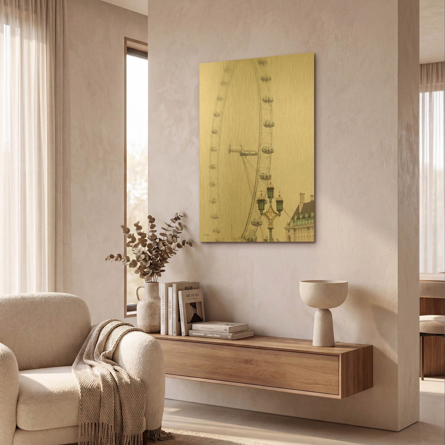 'London Eye II' By Keri Bevan Gold Metal Wall Art