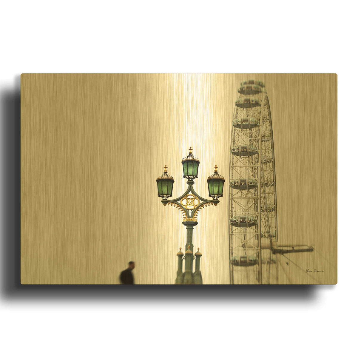 'London Eye III' By Keri Bevan Gold Metal Wall Art