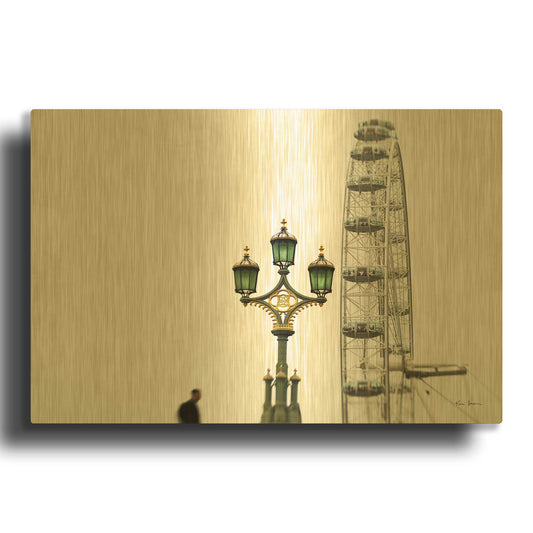 'London Eye III' By Keri Bevan Gold Metal Wall Art