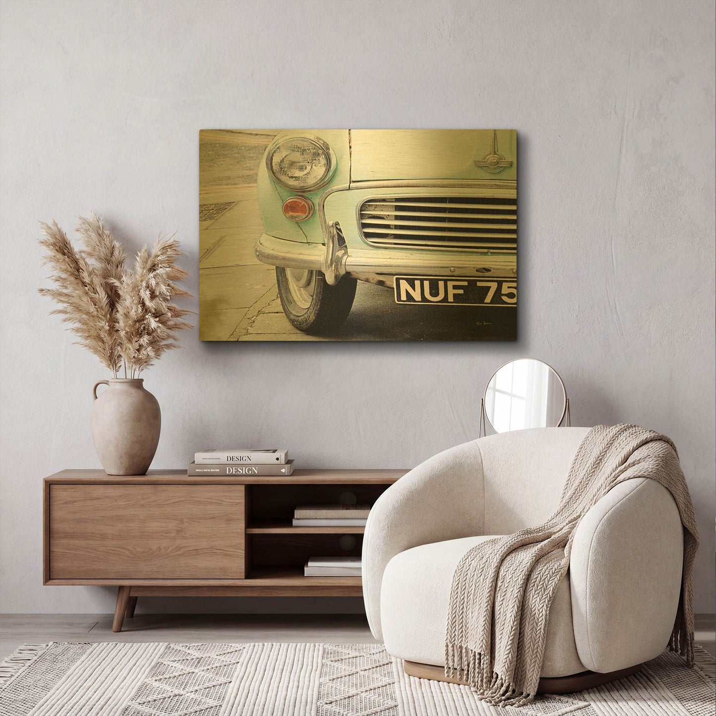 'London Traveller Mint And Blush' By Keri Bevan Gold Metal Wall Art
